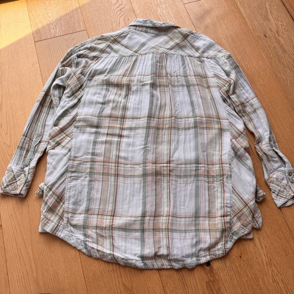 FREE PEOPLE Nordic Day Top In Ivory  Button down plaid shirt - XS - Picture 6 of 17